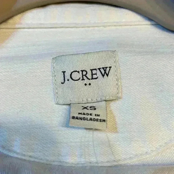 J. Crew Women's Utility Drawcord Jacket XSMALL White Full Zip/Snap Long Sleeve - Picture 9 of 11